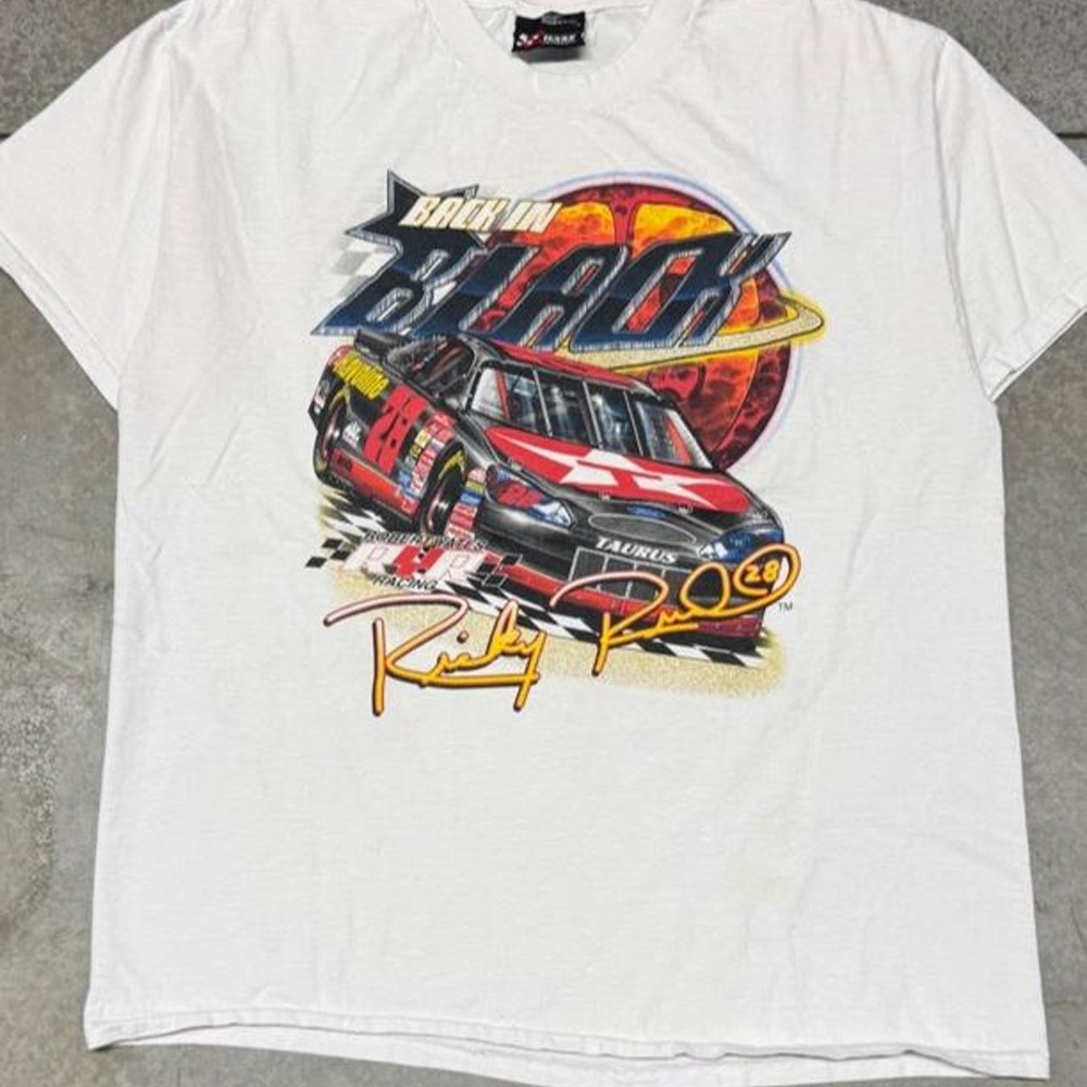 Vintage 90s NASCAR Ricky Rudd  Back in Black Race Car Streetwear Shirt Sz Large